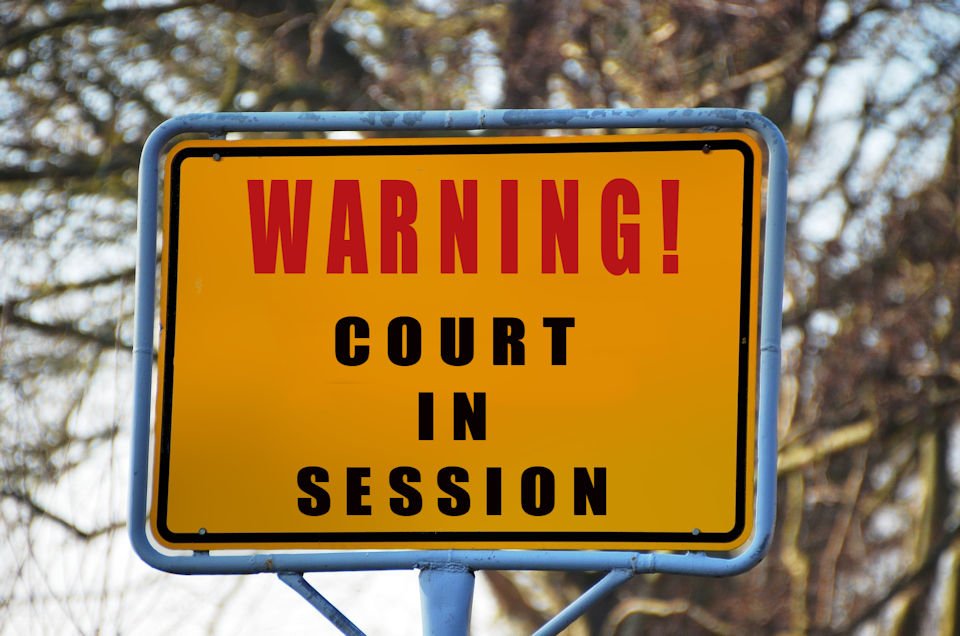 Warning! Court in Session Sign