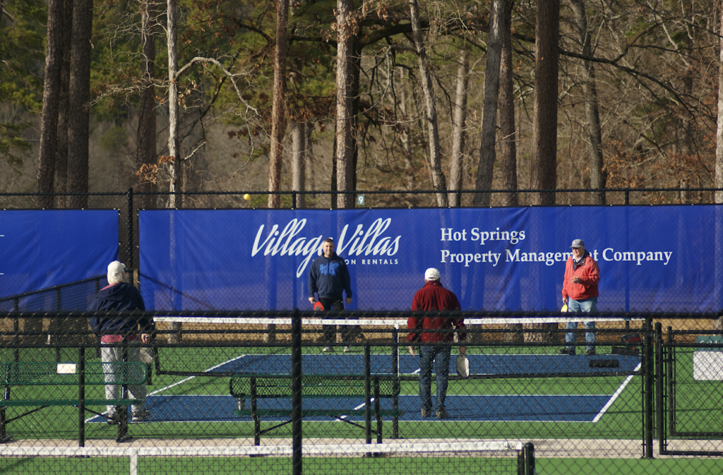 Phot of four hot springs village pickleball players